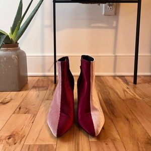 SHEIN Pink & burgundy two toned booties